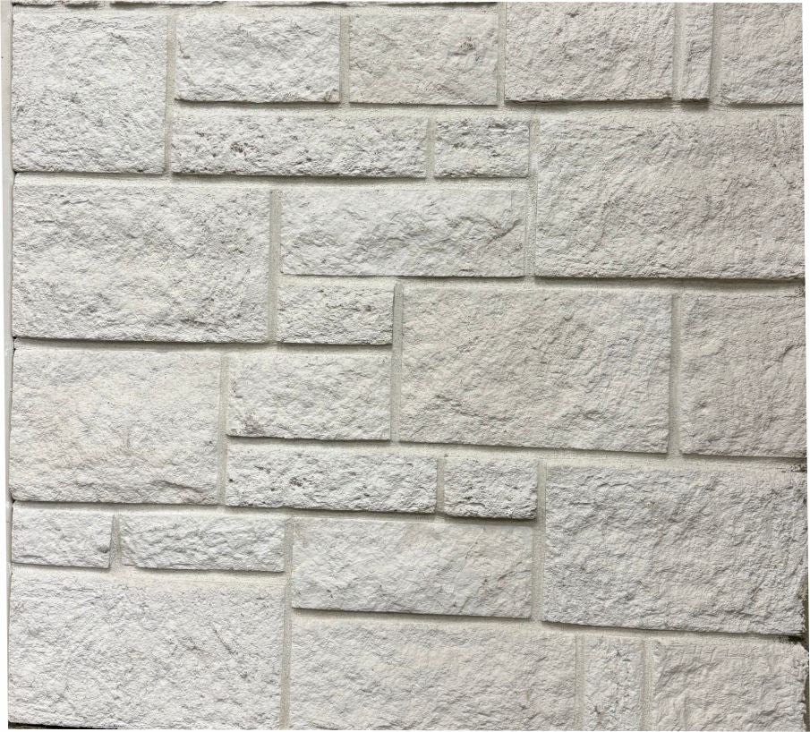 Castle – Snow sample board. Bright white with a rough, split-face texture.