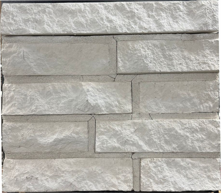 3" Strip Ledge – Snow sample board. Bright white three-inch strips with a split face.