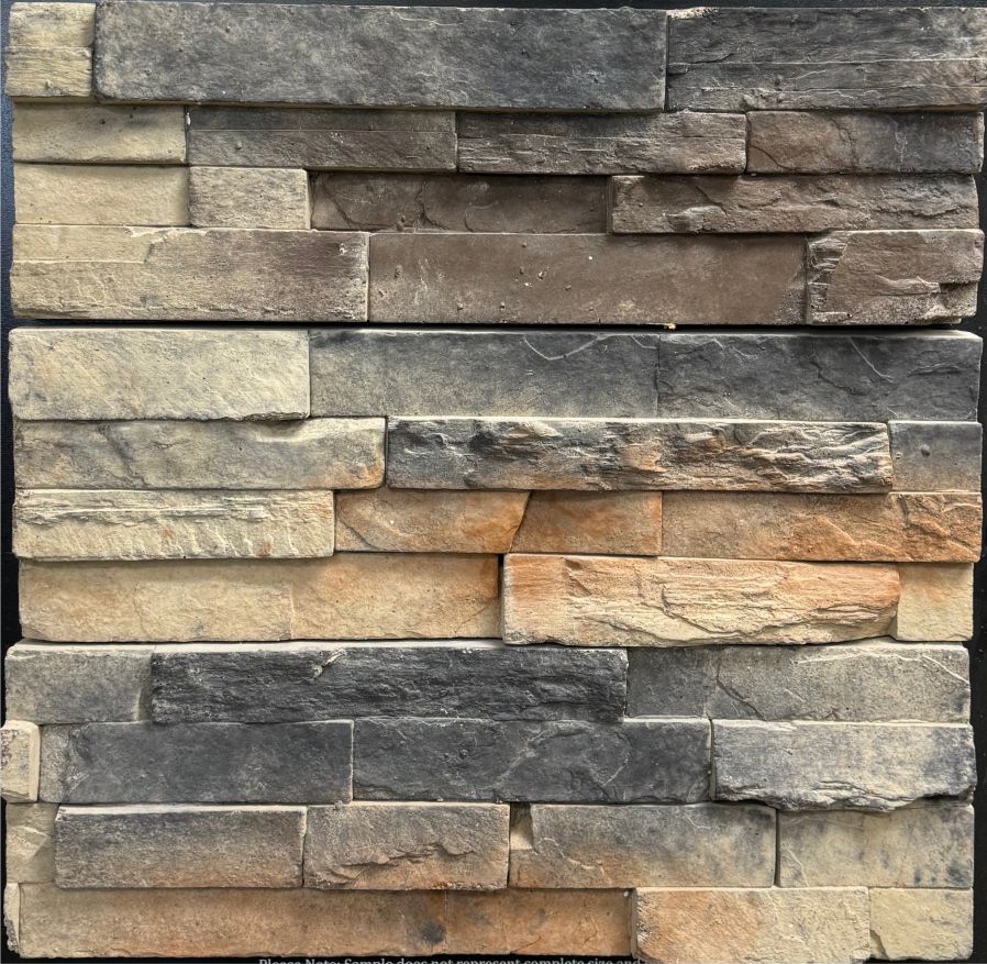 Strip Ledge – Lakewood sample board. Cream, gray and brown strips with charcoal shading.