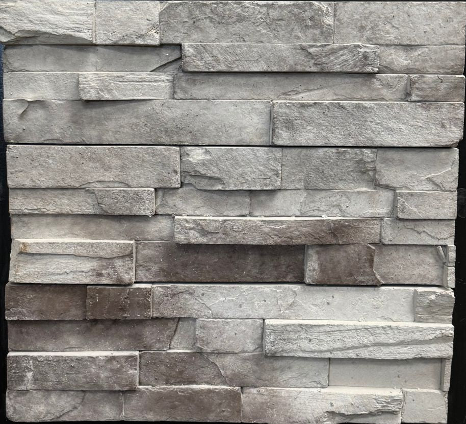 Strip Ledge – Rushmore sample board. Gray strips with white highlights and charcoal shading.