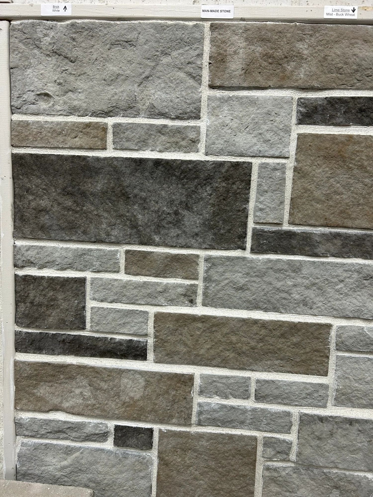 Manufactured stone veneer, Mist Buckwheat, installed